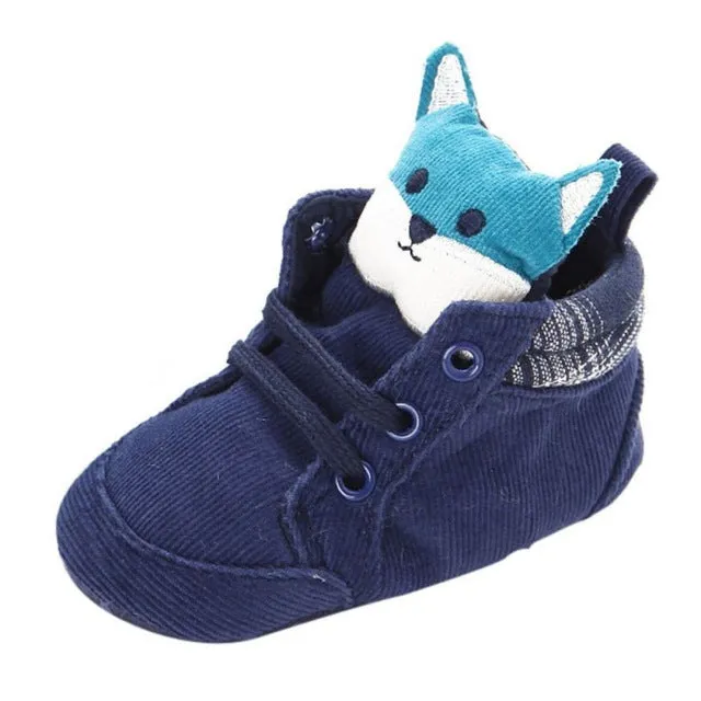 1 Pair Autumn Baby Shoes Kid Boy Girl Fox Head Lace Cotton Cloth First Walker Anti-slip Soft Sole Toddler Sneaker y13