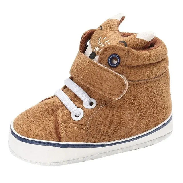 1 Pair Autumn Baby Shoes Kid Boy Girl Fox Head Lace Cotton Cloth First Walker Anti-slip Soft Sole Toddler Sneaker y13