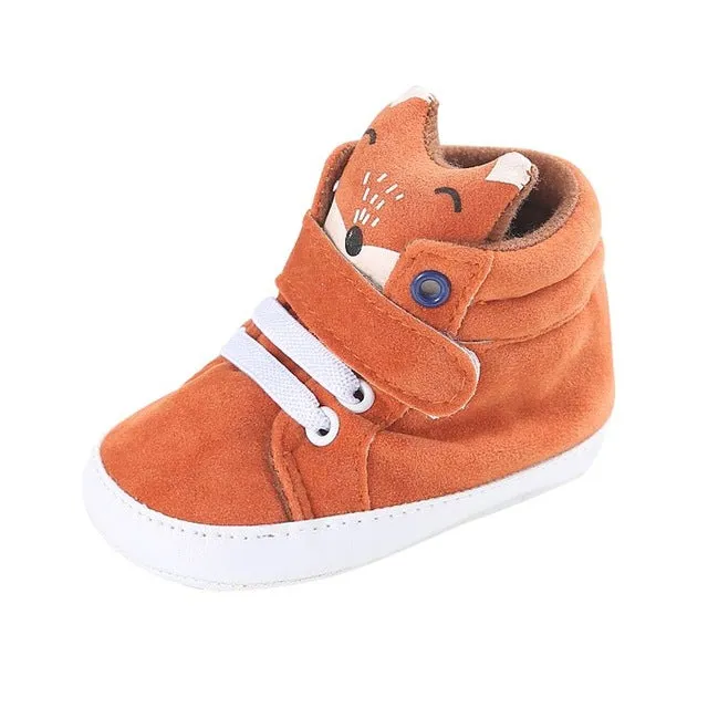 1 Pair Autumn Baby Shoes Kid Boy Girl Fox Head Lace Cotton Cloth First Walker Anti-slip Soft Sole Toddler Sneaker y13