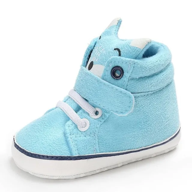 1 Pair Autumn Baby Shoes Kid Boy Girl Fox Head Lace Cotton Cloth First Walker Anti-slip Soft Sole Toddler Sneaker y13