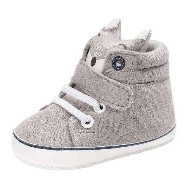 1 Pair Autumn Baby Shoes Kid Boy Girl Fox Head Lace Cotton Cloth First Walker Anti-slip Soft Sole Toddler Sneaker y13