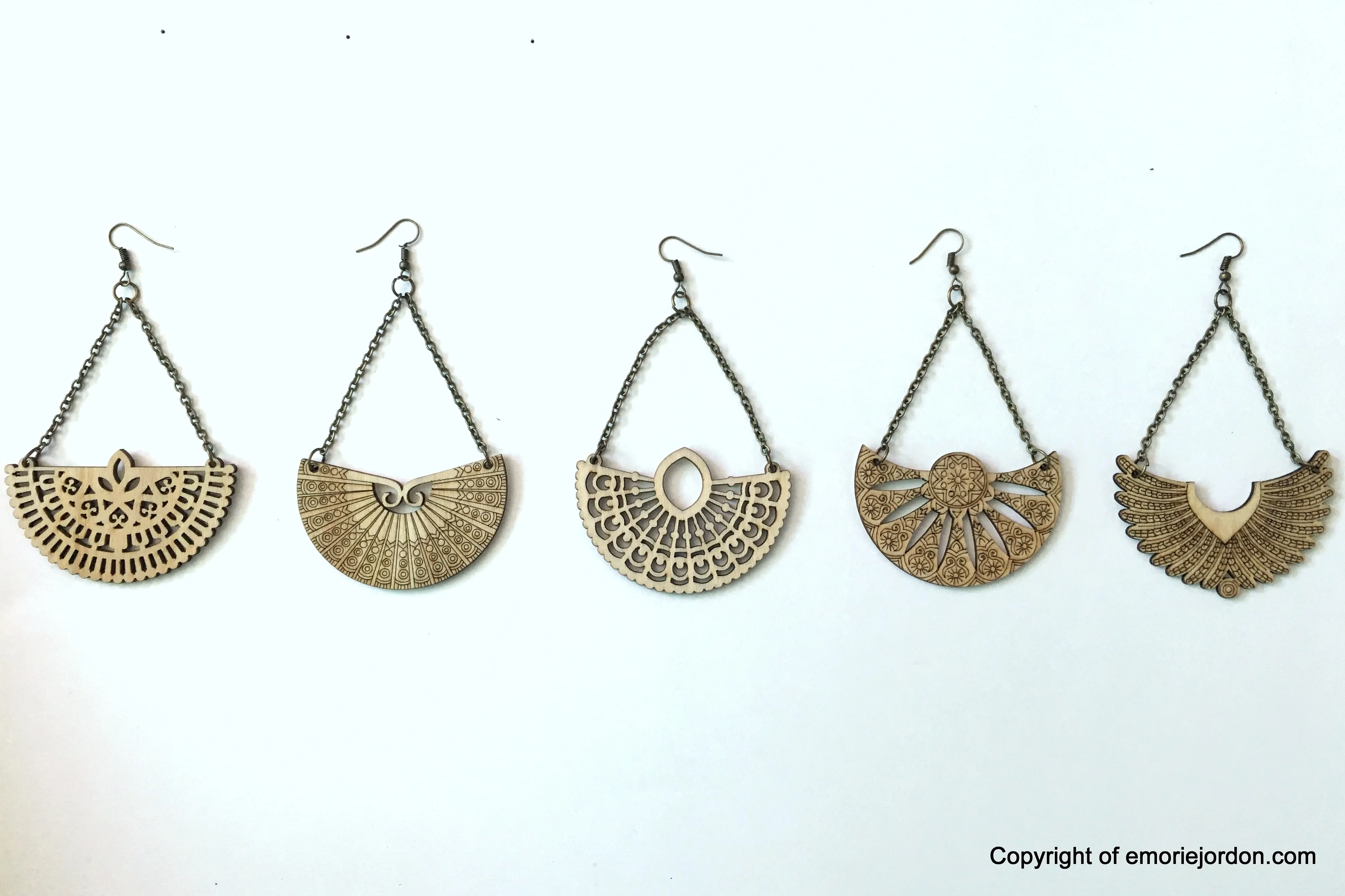 2 Chains Wooden Earrings