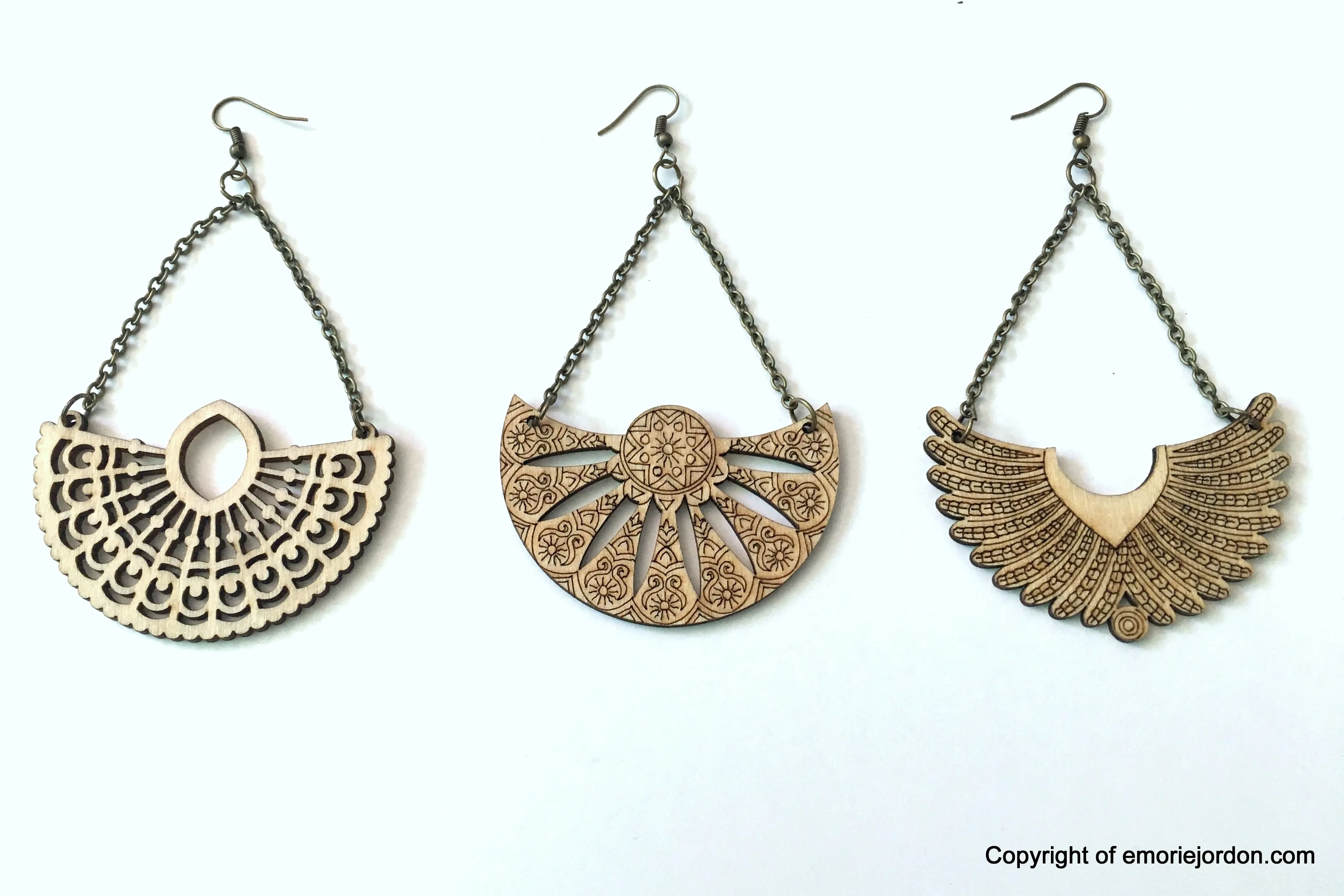 2 Chains Wooden Earrings