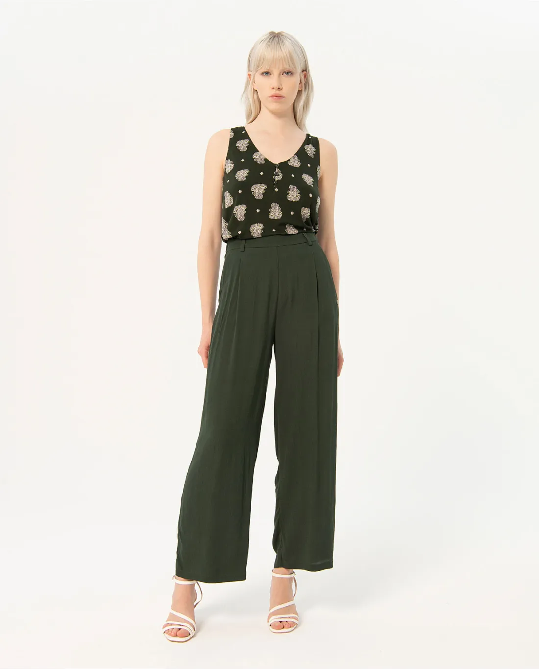 523- Wide Leg Trousers- Khaki- Surkana