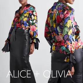 Alice+Olivia  |Flower Patterns Casual Style Silk Long Sleeves Office Style