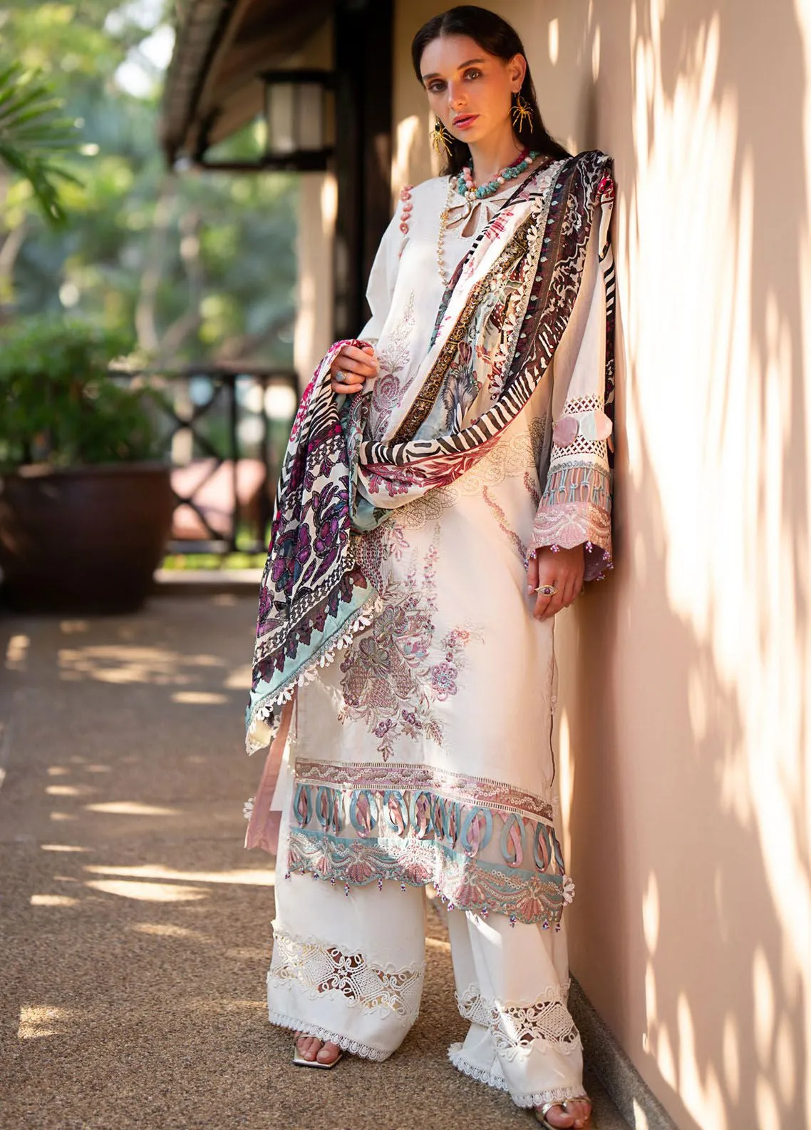 Alif By AJR Couture Signature Luxury Embroidered Lawn 3 Piece Unstitched Suit AJRC24ASLL-12 SUNBEAM