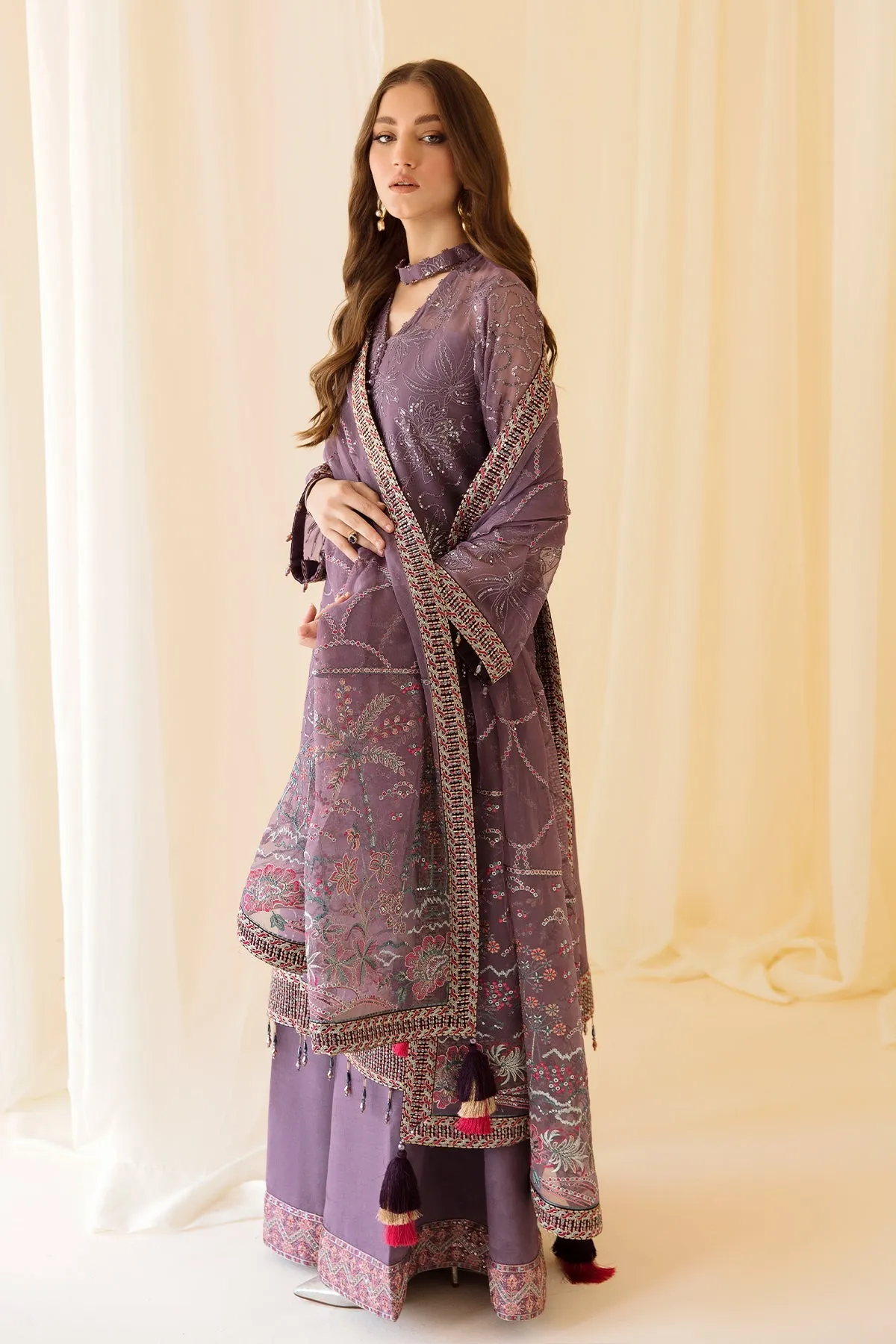 Alizeh Fashion Rang e Mehr Embroidered Chiffon 3Pc Suit D-01 AQEEQ