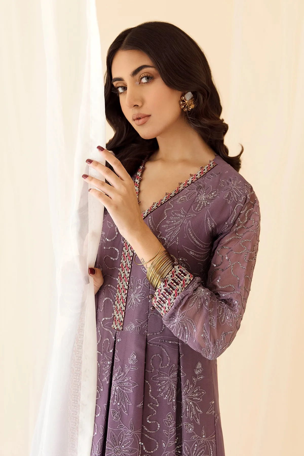 Alizeh Fashion Rang e Mehr Embroidered Chiffon 3Pc Suit D-01 AQEEQ