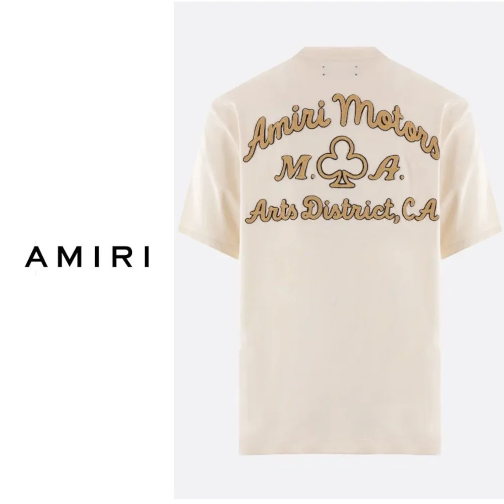 AMIRI  |Crew Neck Pullovers Street Style Plain Cotton Short Sleeves