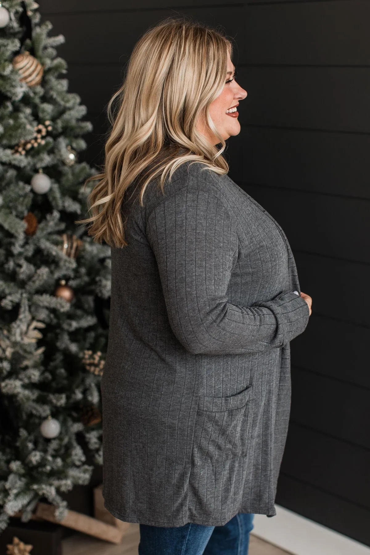 Anything For Love Knit Cardigan- Charcoal