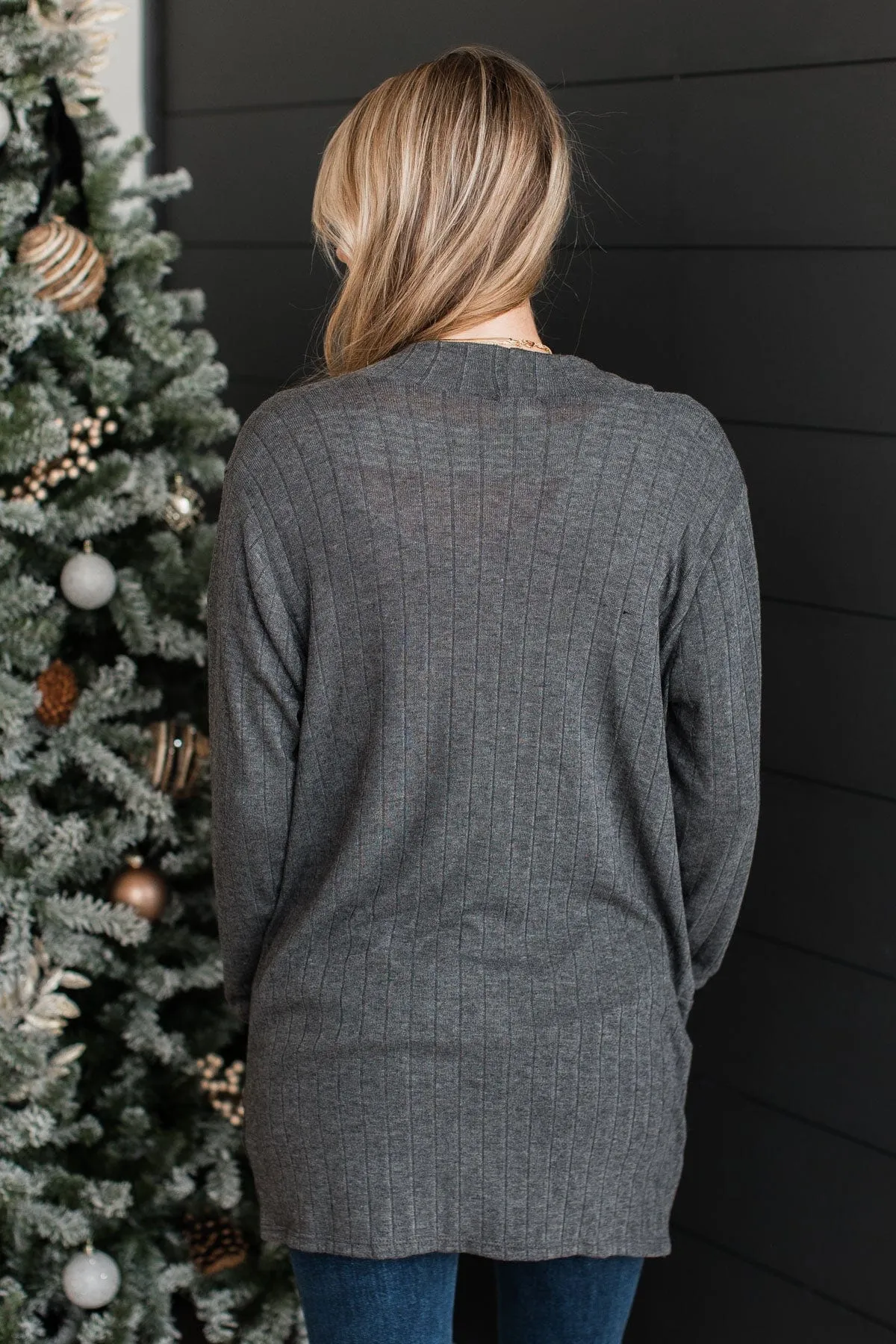 Anything For Love Knit Cardigan- Charcoal