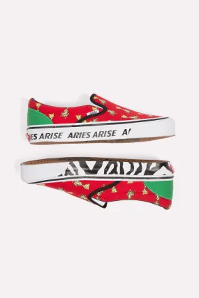 Aries x Vans Slip On Shoes Red