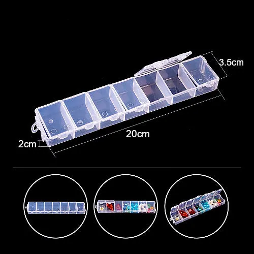 Bead Storage Containers, Storage Organizer, Rectangle With 7 Compartments, Plastic, Flip-Top, 20cm