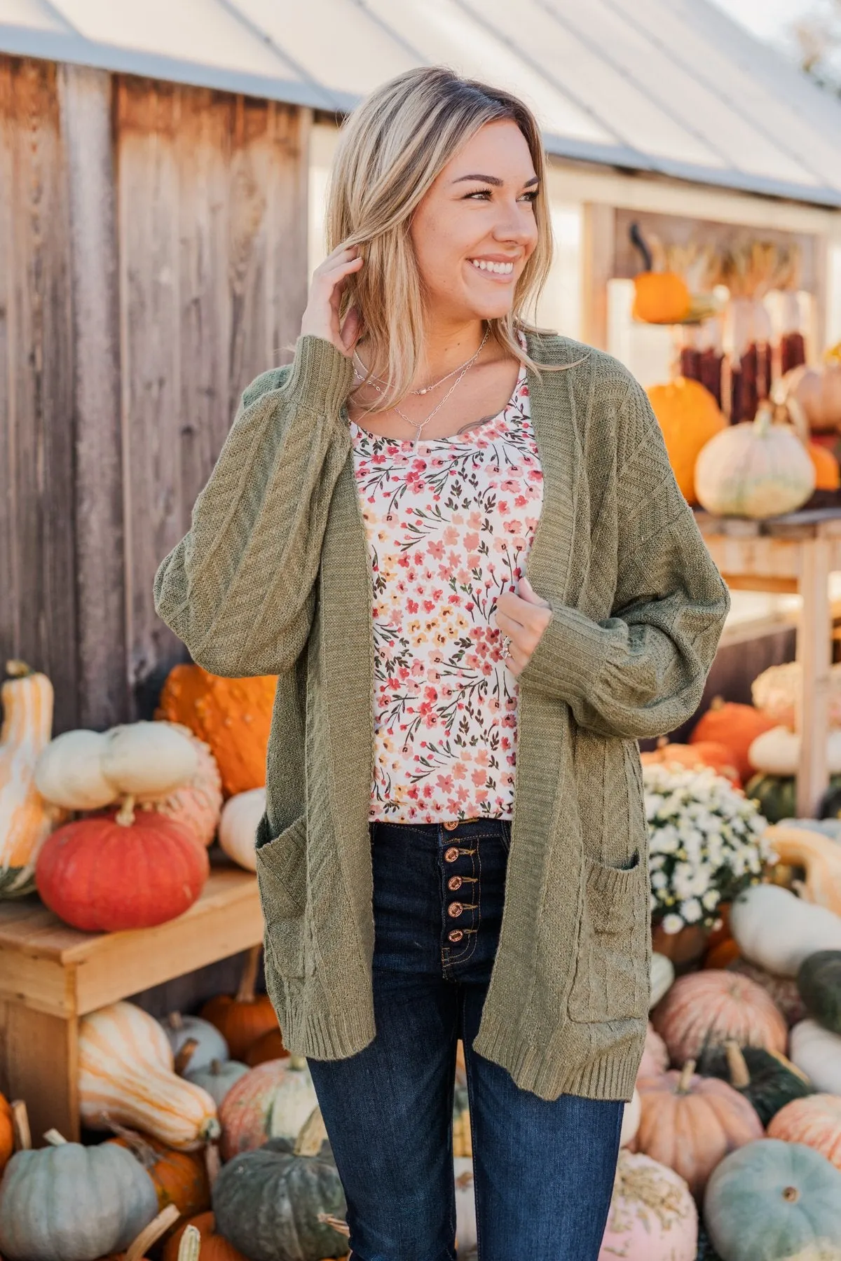 Because You're Mine Knit Cardigan- Olive