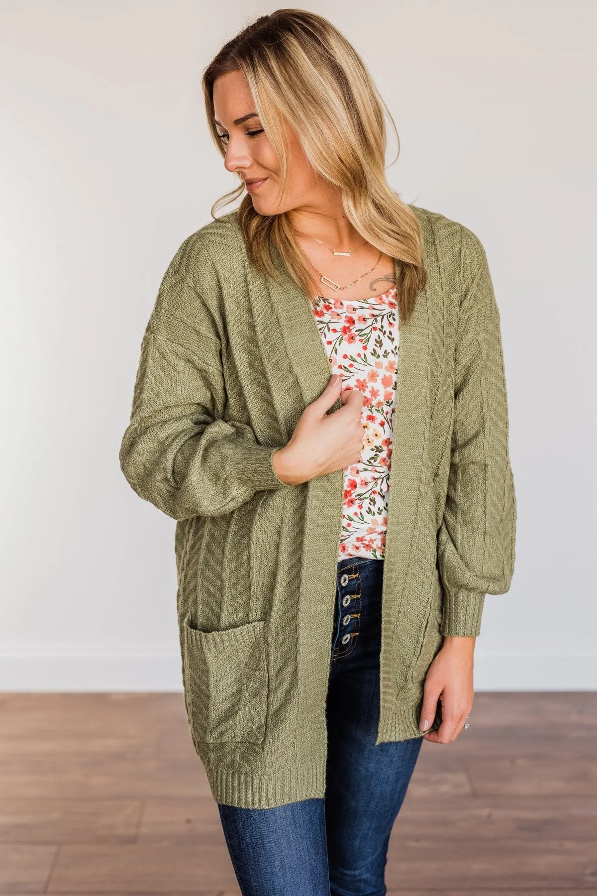 Because You're Mine Knit Cardigan- Olive