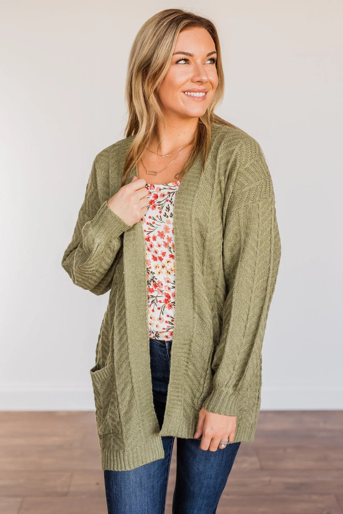 Because You're Mine Knit Cardigan- Olive