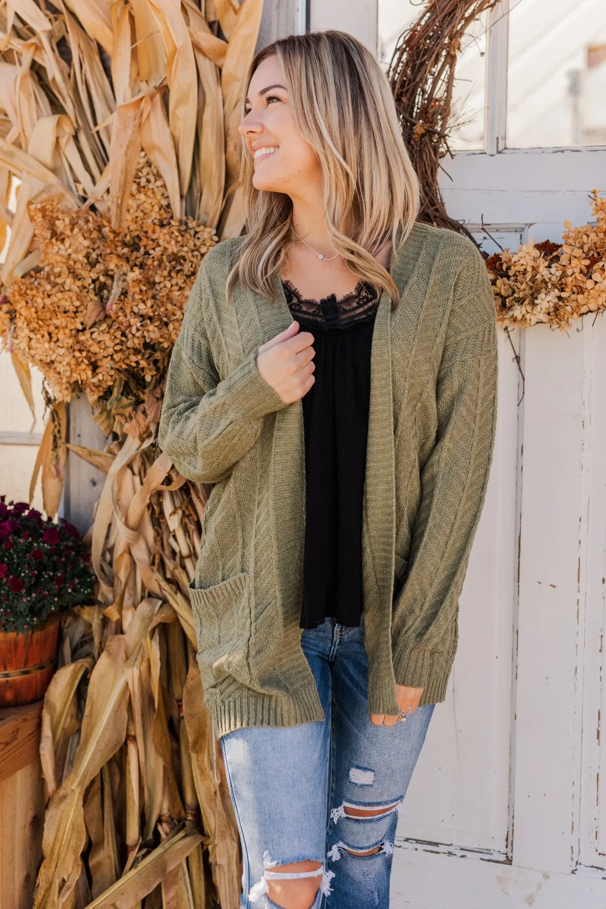 Because You're Mine Knit Cardigan- Olive