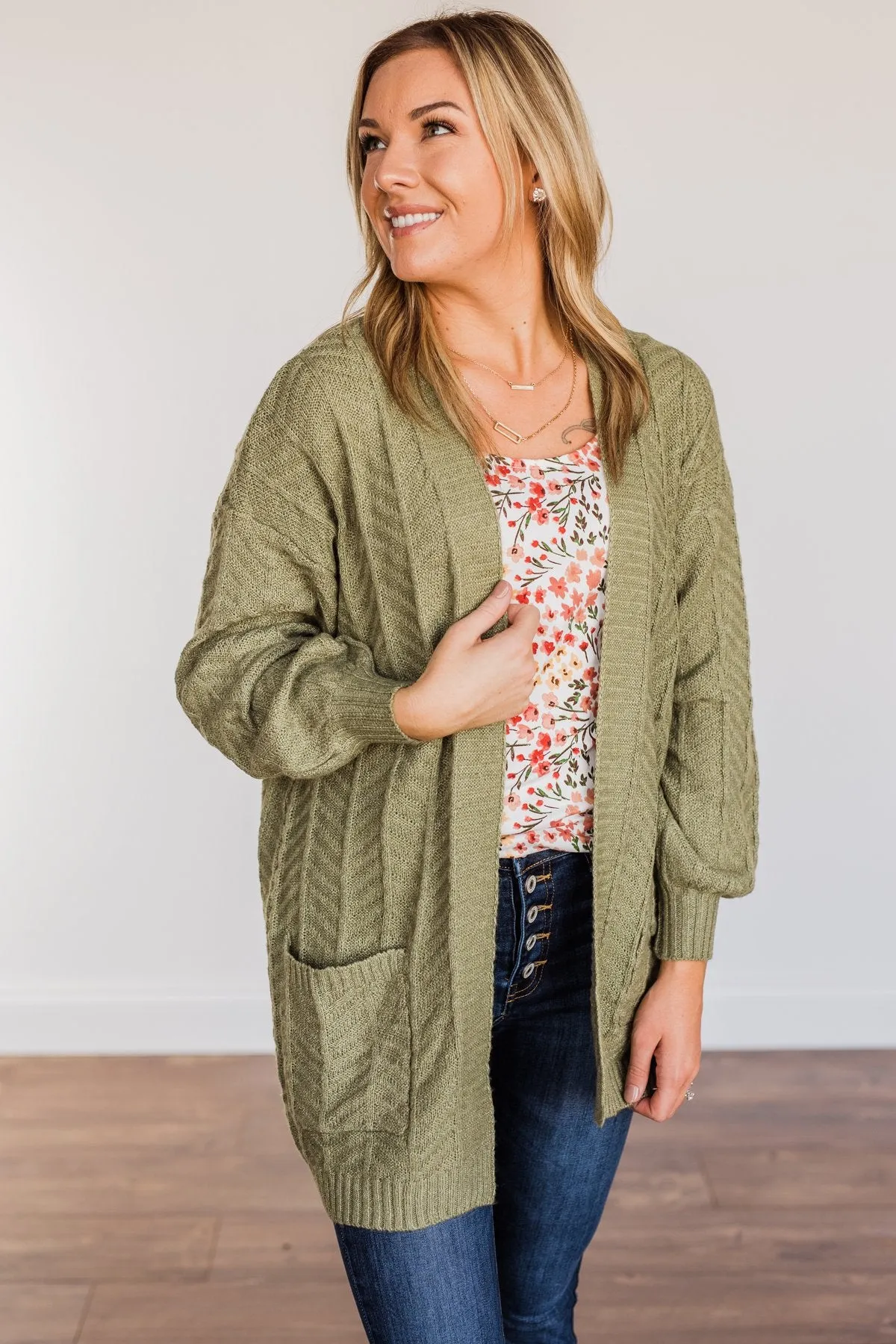 Because You're Mine Knit Cardigan- Olive