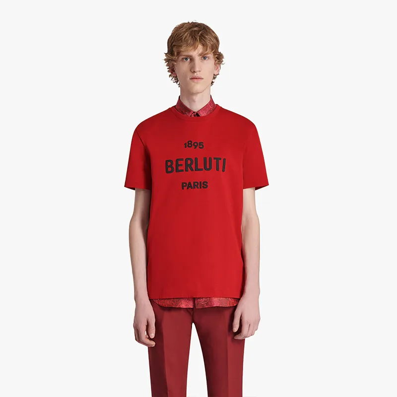 Berluti  |Crew Neck Pullovers Street Style Cotton Short Sleeves Logo