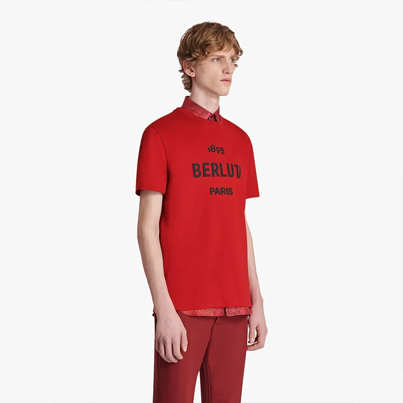 Berluti  |Crew Neck Pullovers Street Style Cotton Short Sleeves Logo