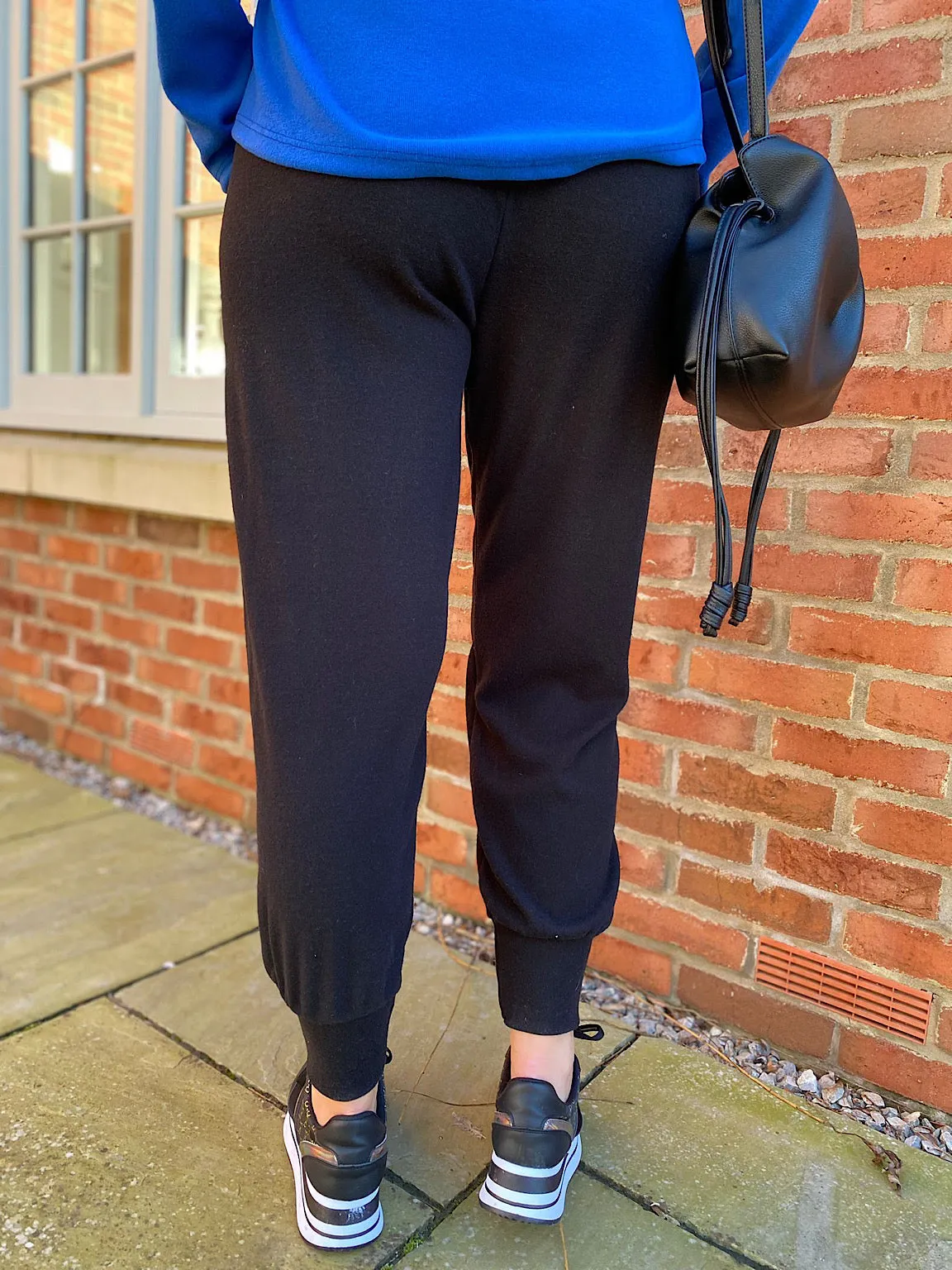 Black Relaxed Cuffed Soft Trousers Lucy