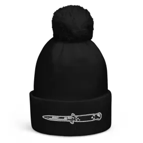 BLACK SWITCHBLADE POM BEANIE