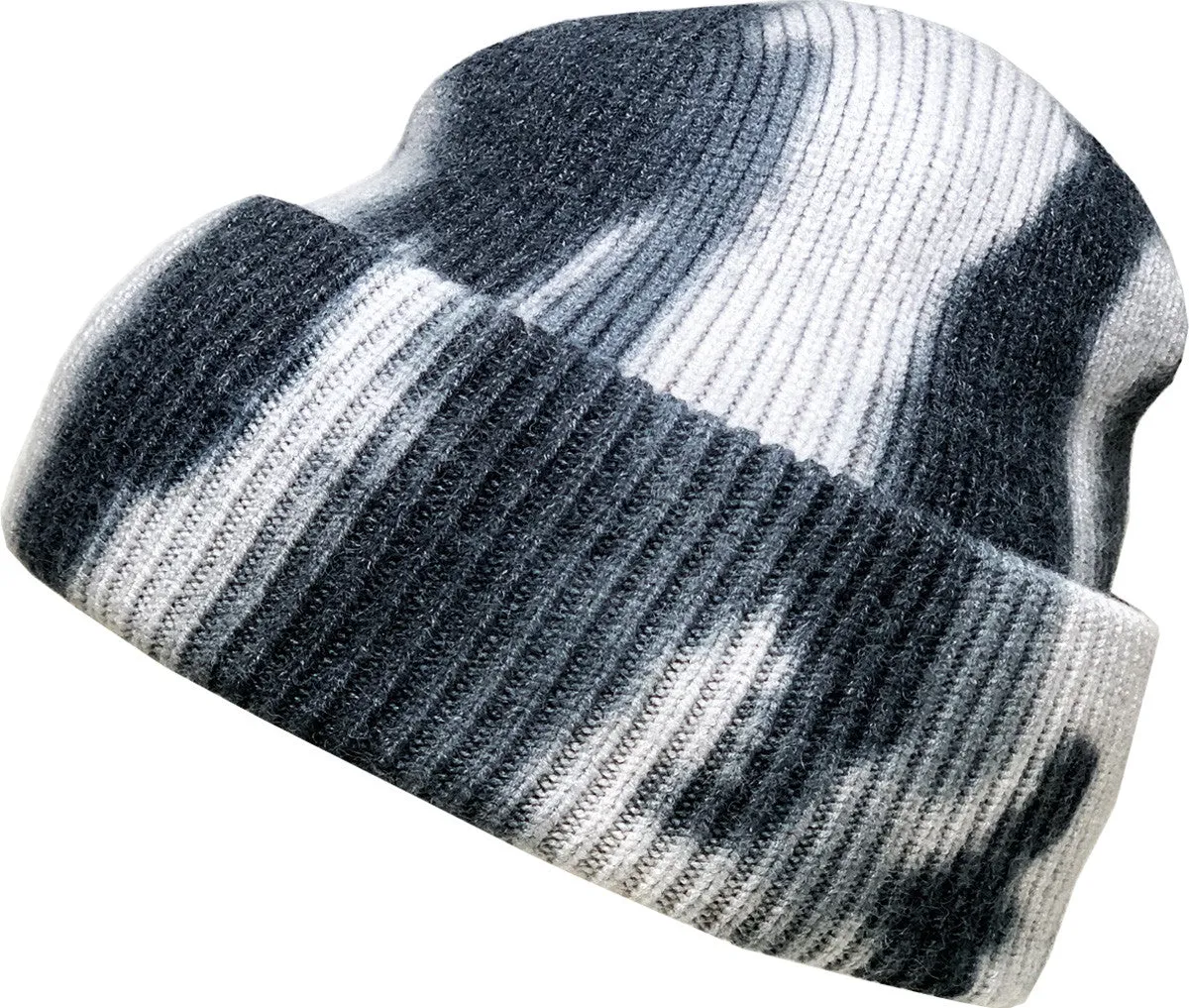 Black/White Tie Dye Beanie