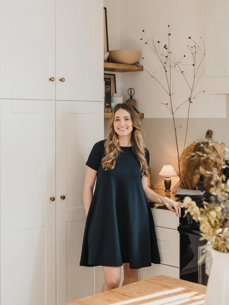 Blondie Riverbend Tunic Short Sleeve Dress In Navy