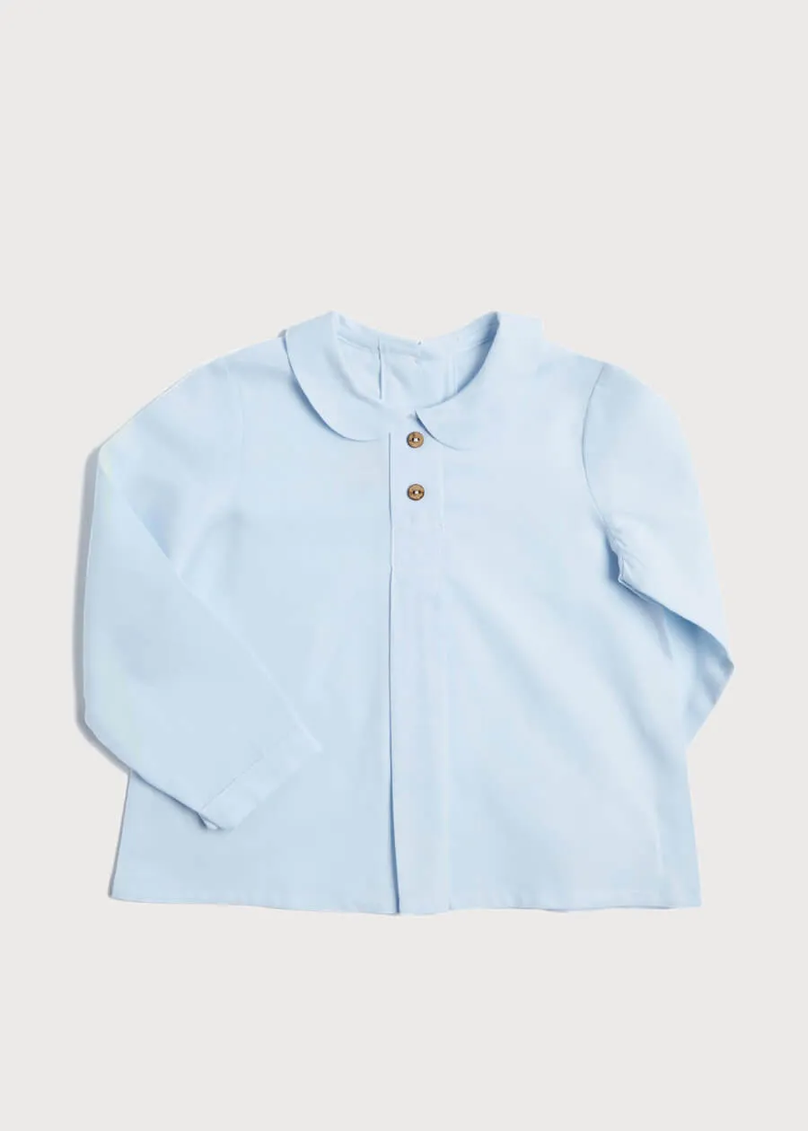 Blue Peter Pan Collar Shirt With Front Pleat (12mths-3yrs)