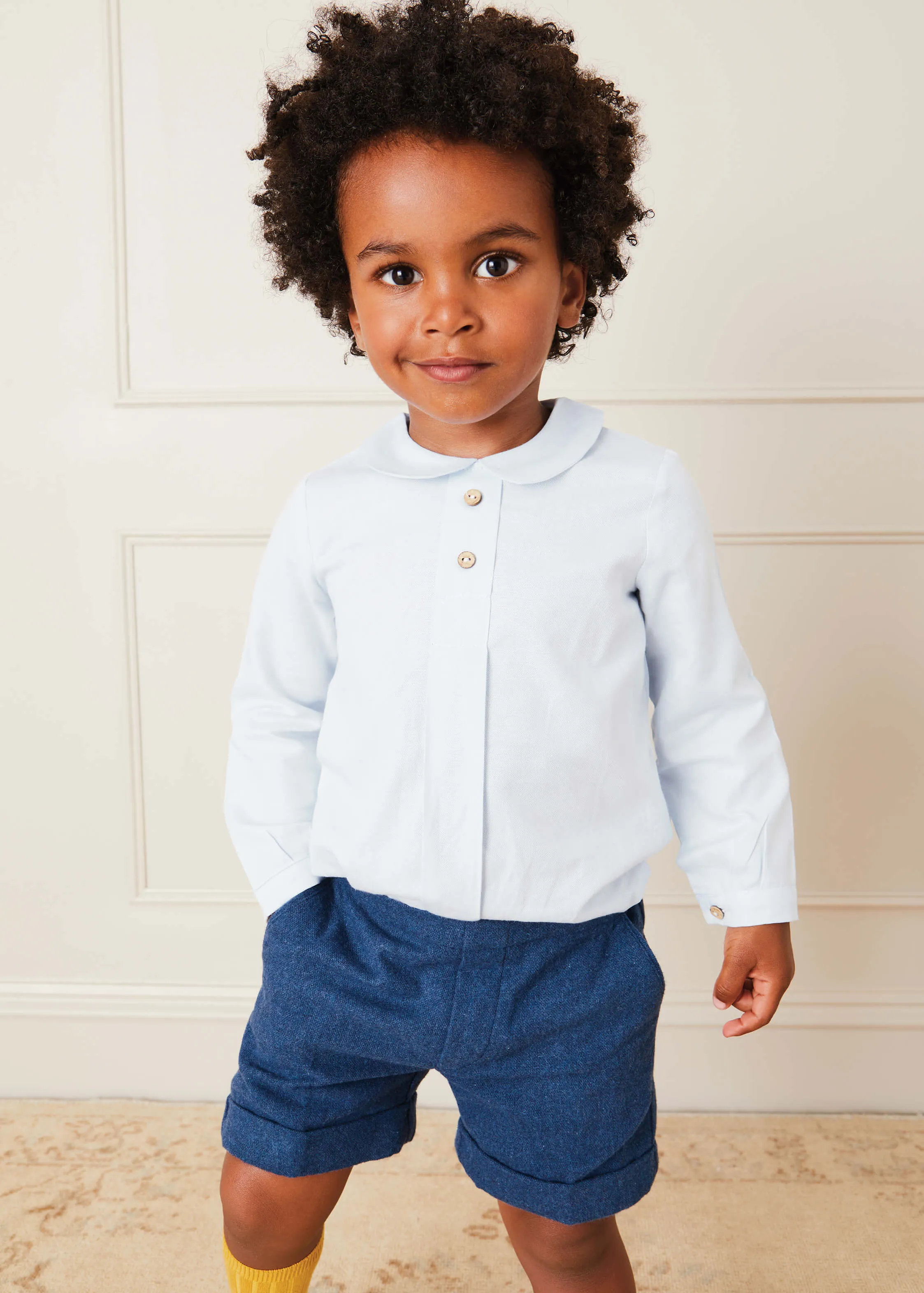 Blue Peter Pan Collar Shirt With Front Pleat (12mths-3yrs)