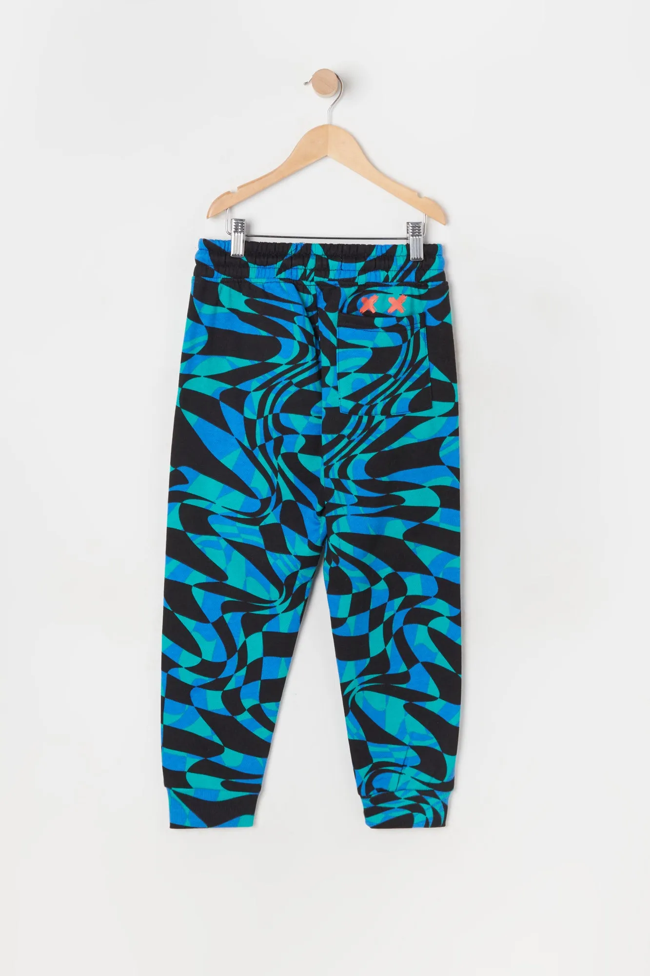 Boys Warped Checkered Print Jogger