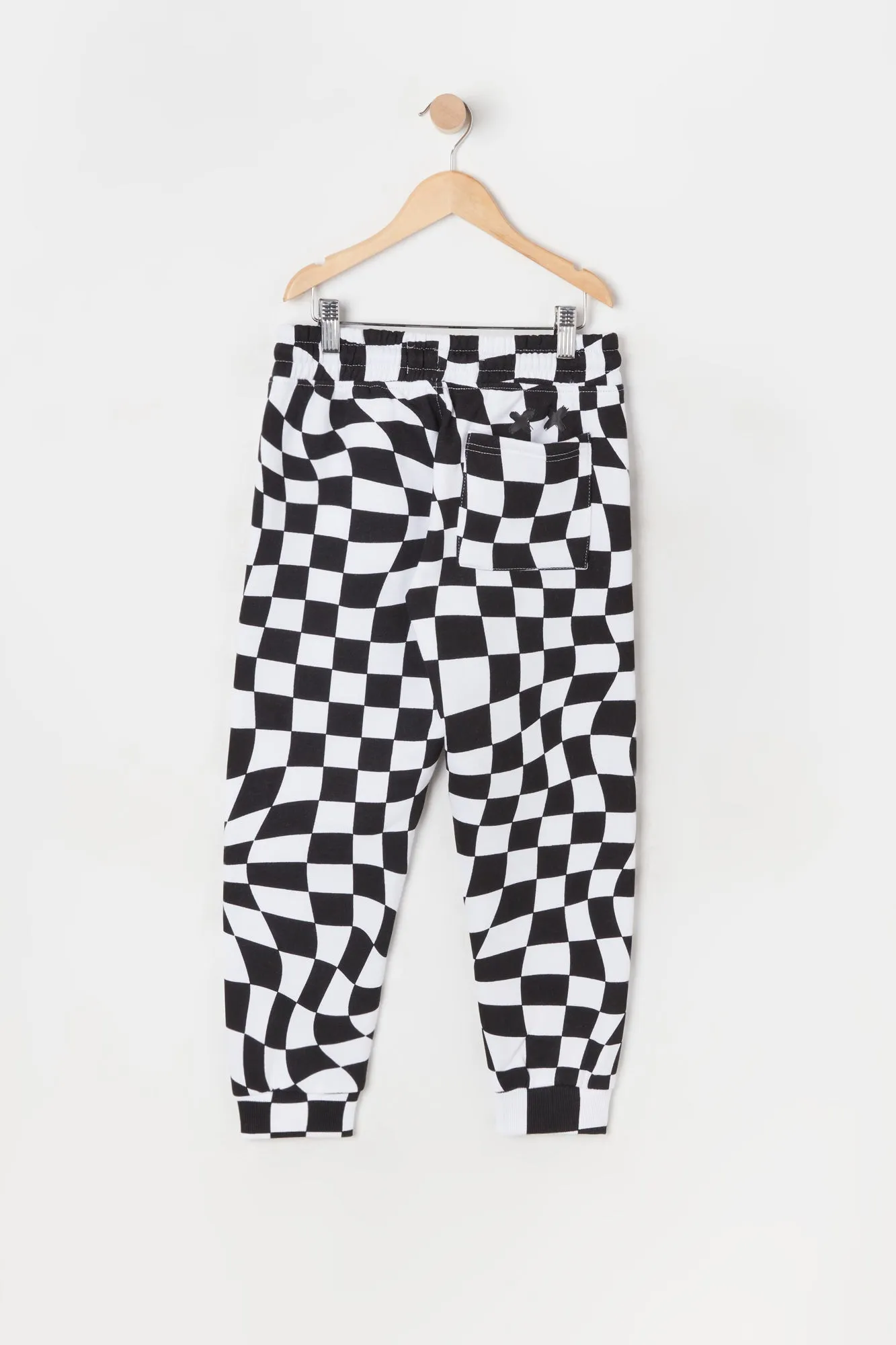 Boys Warped Checkered Print Jogger