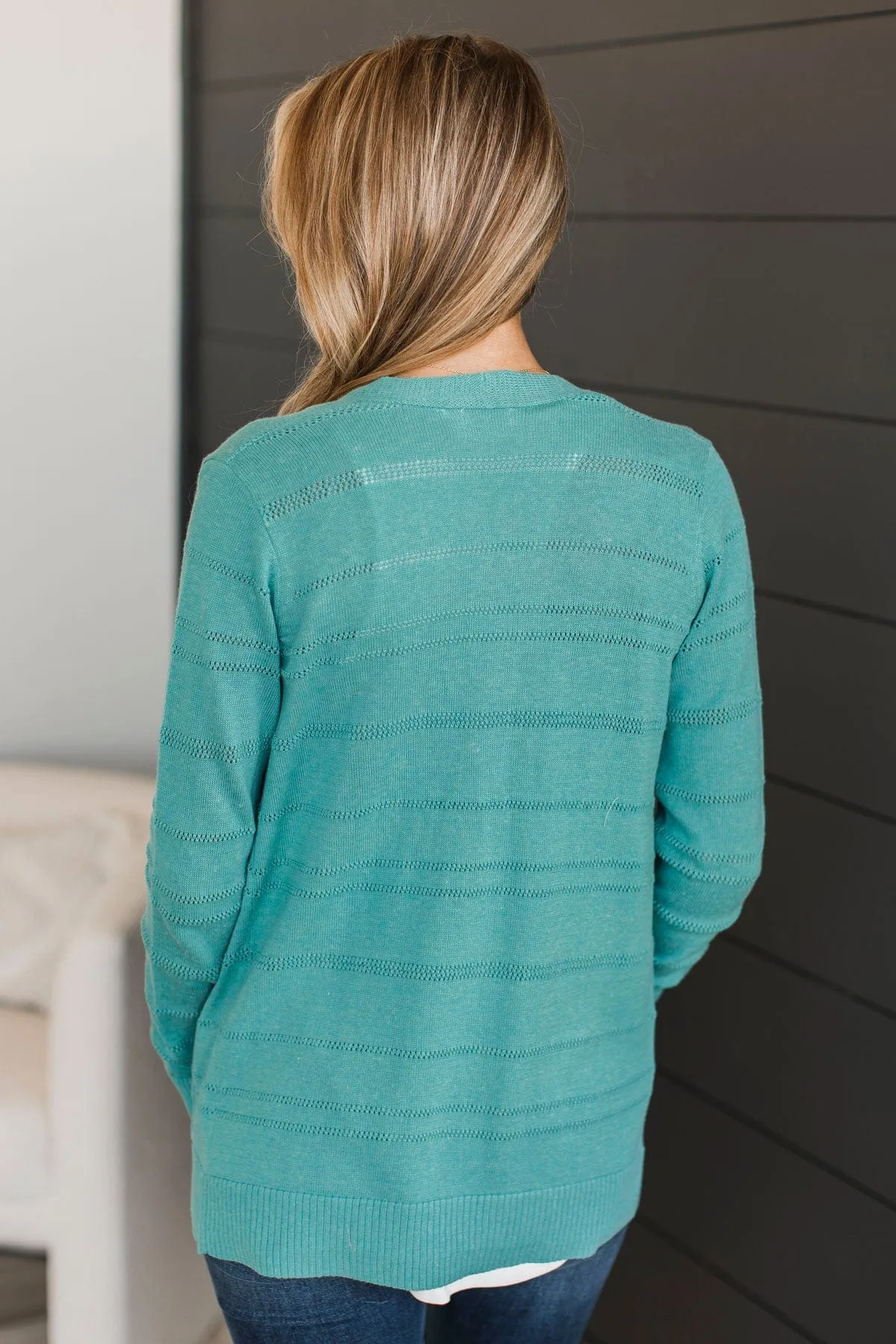 Breathless Around You Knit Cardigan- Turquoise