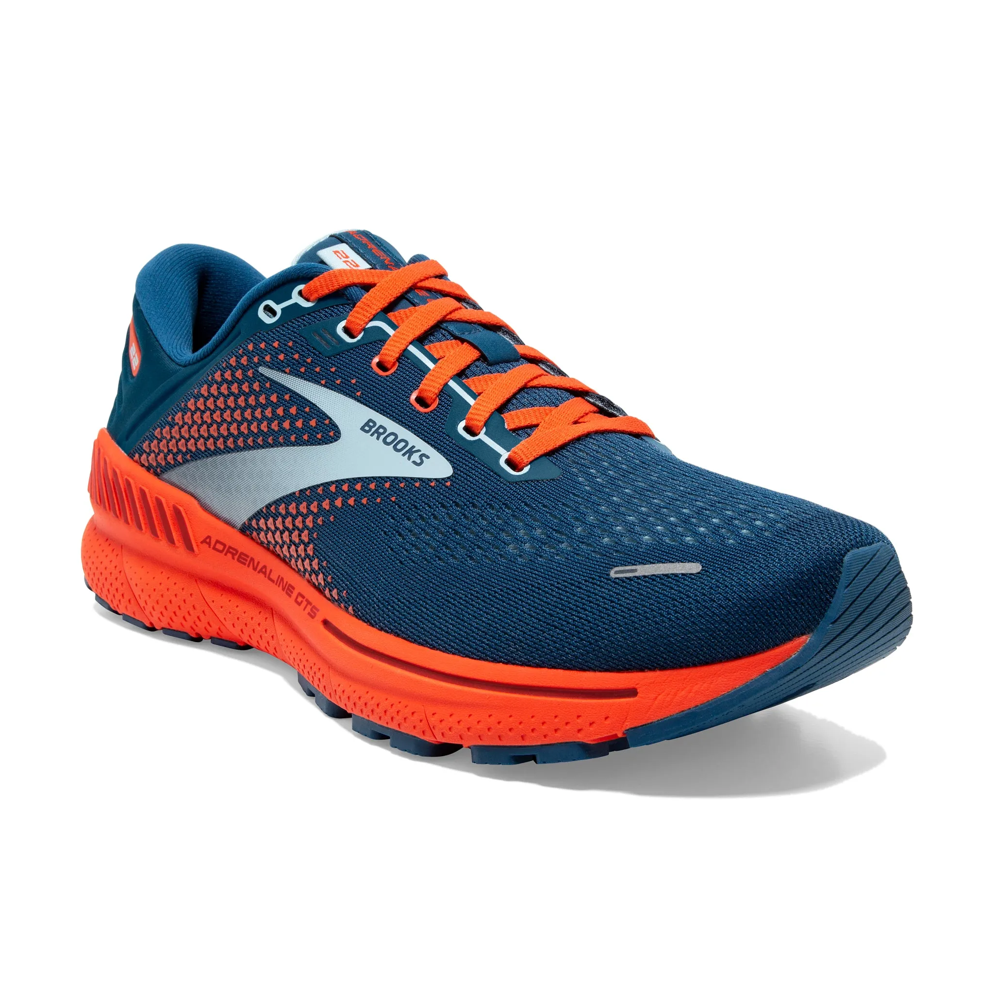 Brooks Men's 110366 404 Adrenaline GTS 22 Blue/Light Blue/Orange Cushion Support Running Shoes