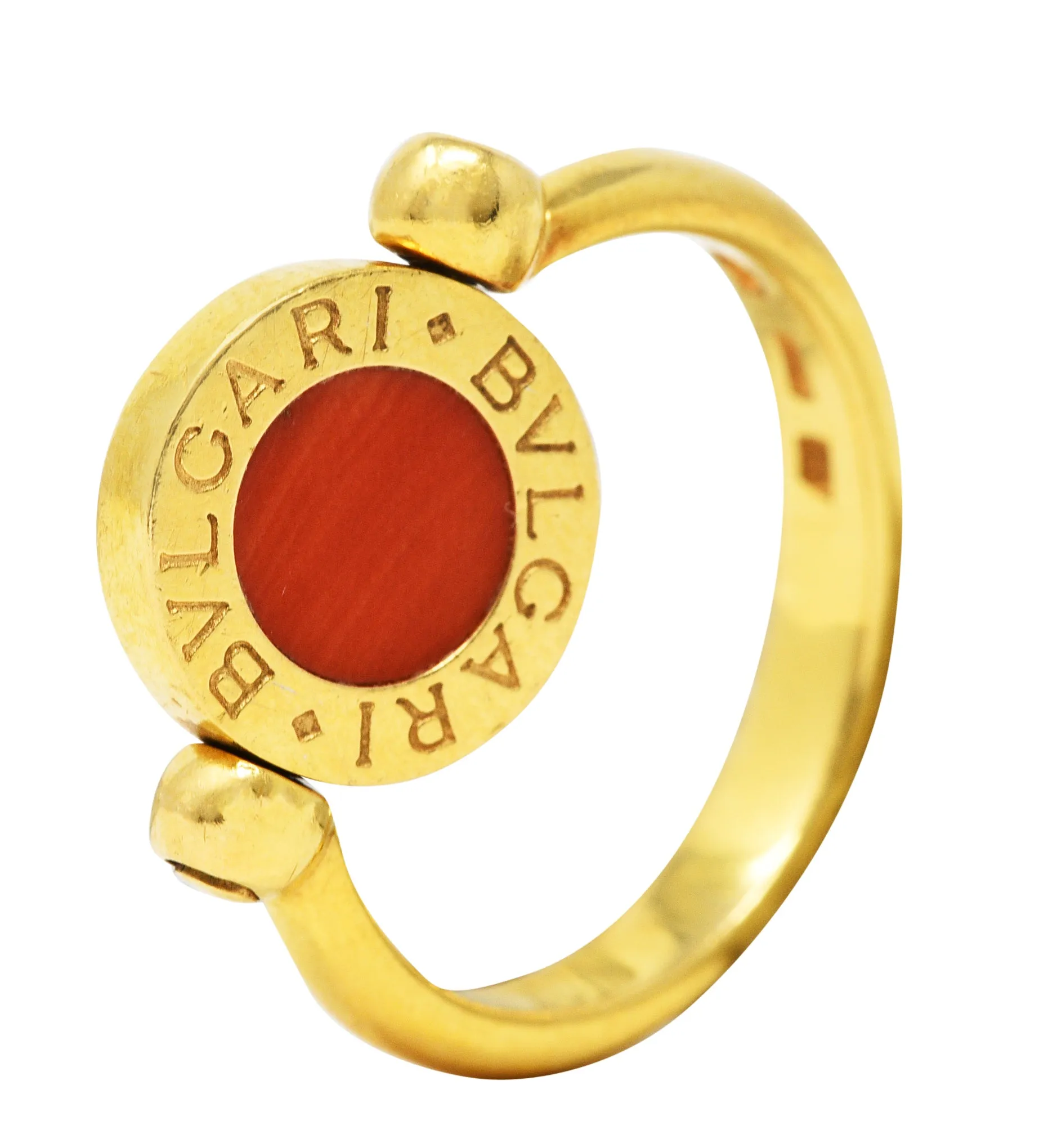 Bulgari Coral Onyx 18 Karat Yellow Gold Flip Band Ring