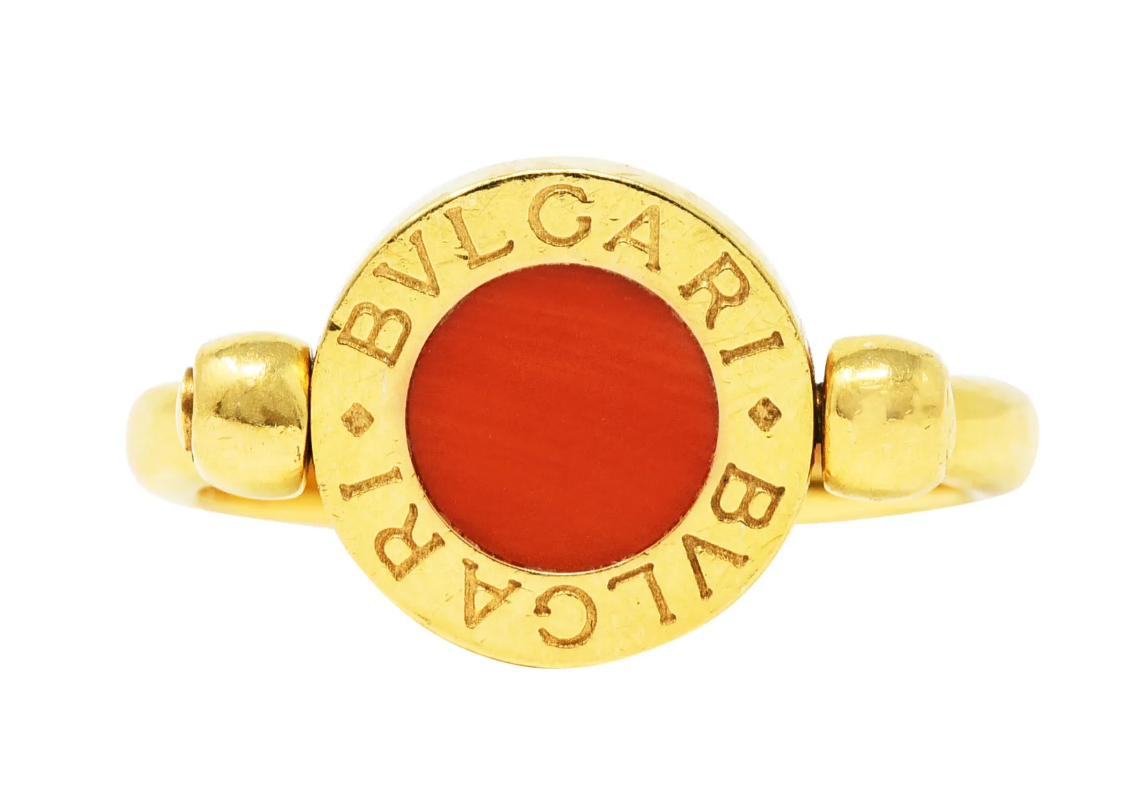 Bulgari Coral Onyx 18 Karat Yellow Gold Flip Band Ring