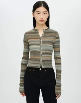 Button Front Cardigan - Grey Space Dye