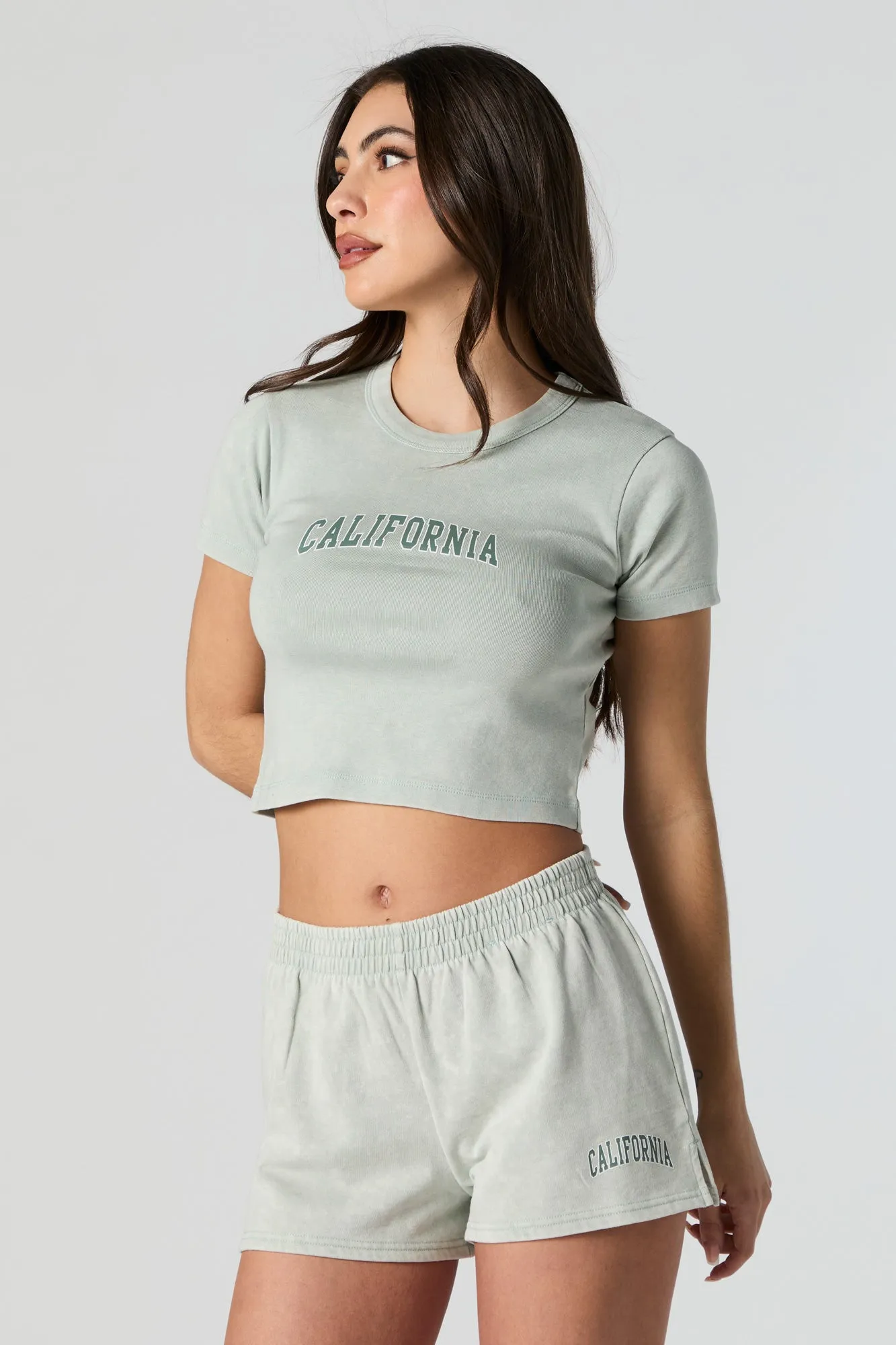 California Graphic Washed Fleece Short