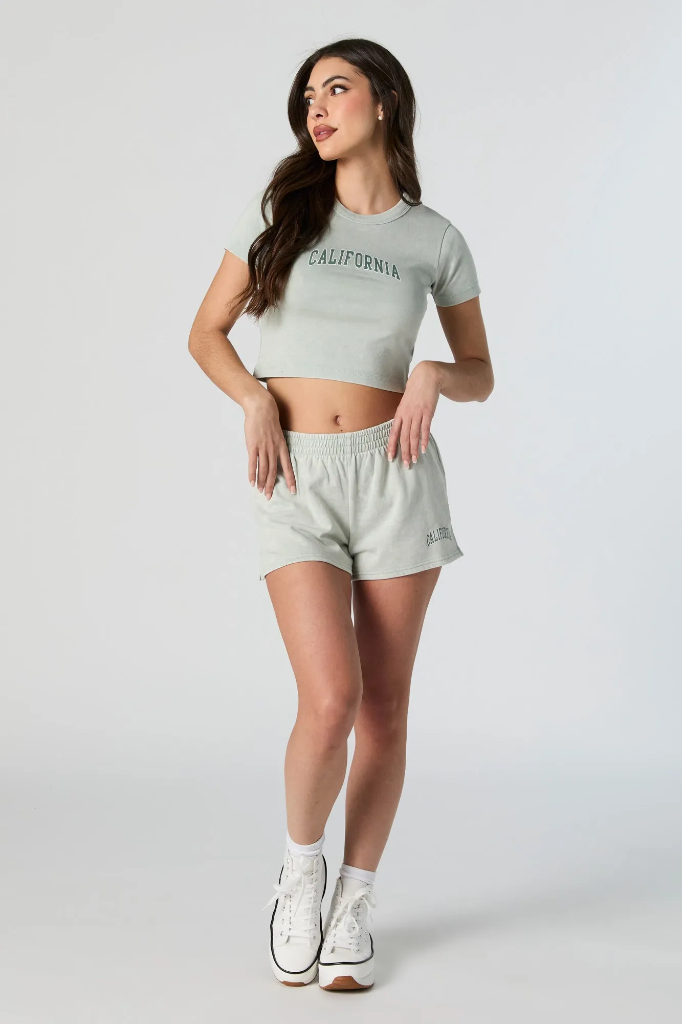 California Graphic Washed Fleece Short