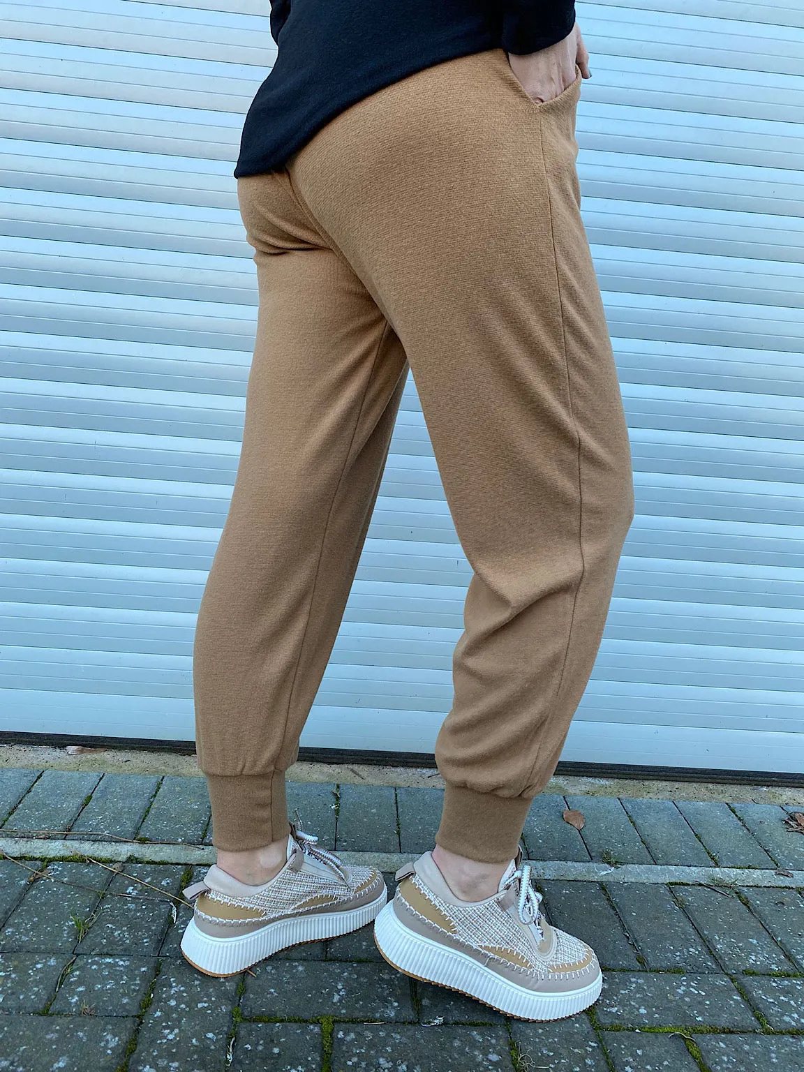 Camel Relaxed Cuffed Soft Trousers Lucy