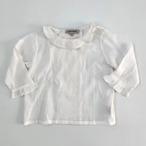 Caramel White Cotton Blouse With Lace Trim: 18 Months