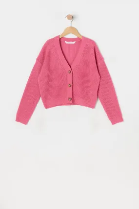 Cardigan boutonné en tricot pour fille