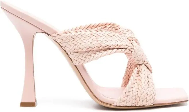 Casadei 125mm Minou interwoven leather mules Pink