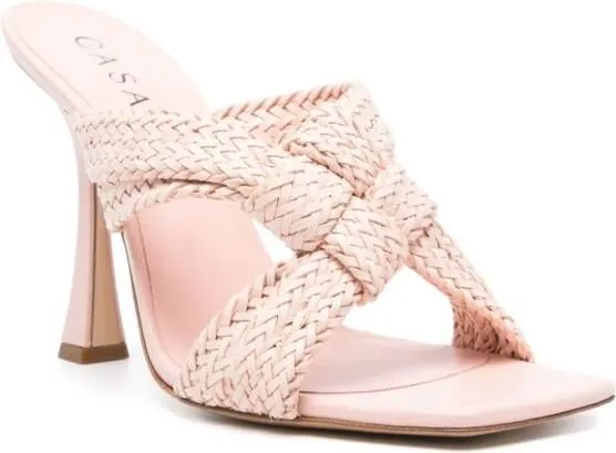 Casadei 125mm Minou interwoven leather mules Pink