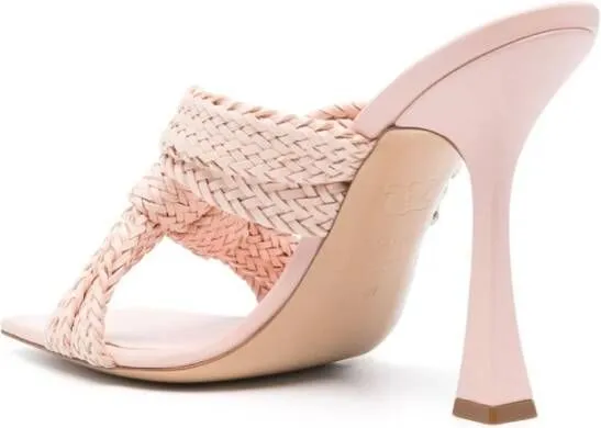 Casadei 125mm Minou interwoven leather mules Pink