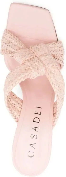 Casadei 125mm Minou interwoven leather mules Pink