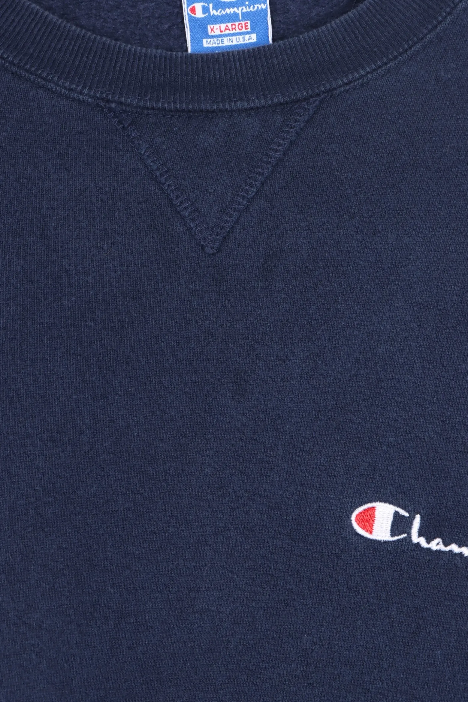 CHAMPIOIN Navy Blue Embroidered Logo Crewneck Sweatshirt USA Made (XL)