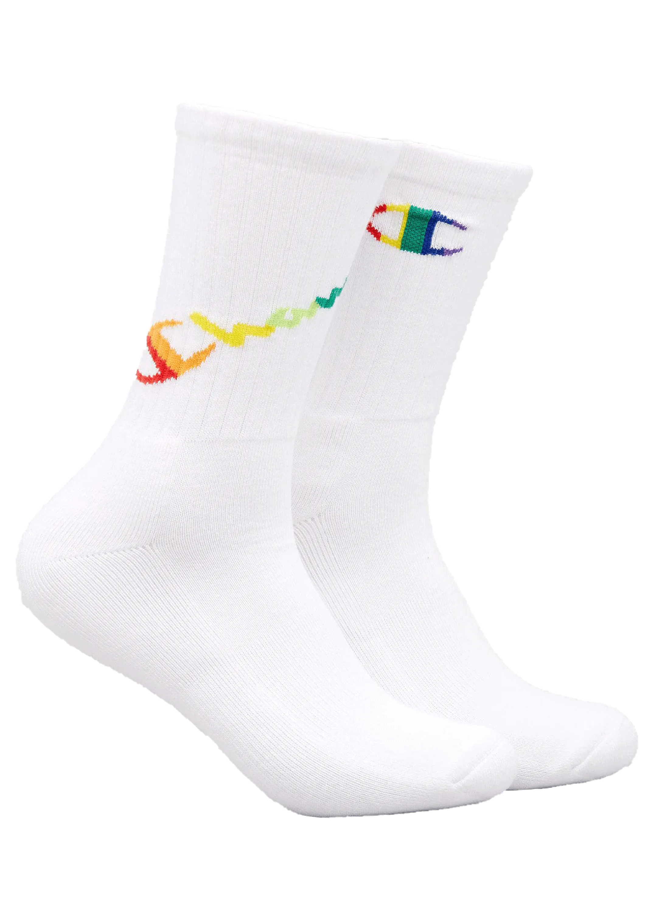 Champion C Logo Pride Crew Socks 2Pack BLK/WIT  SXMA2N WHITE