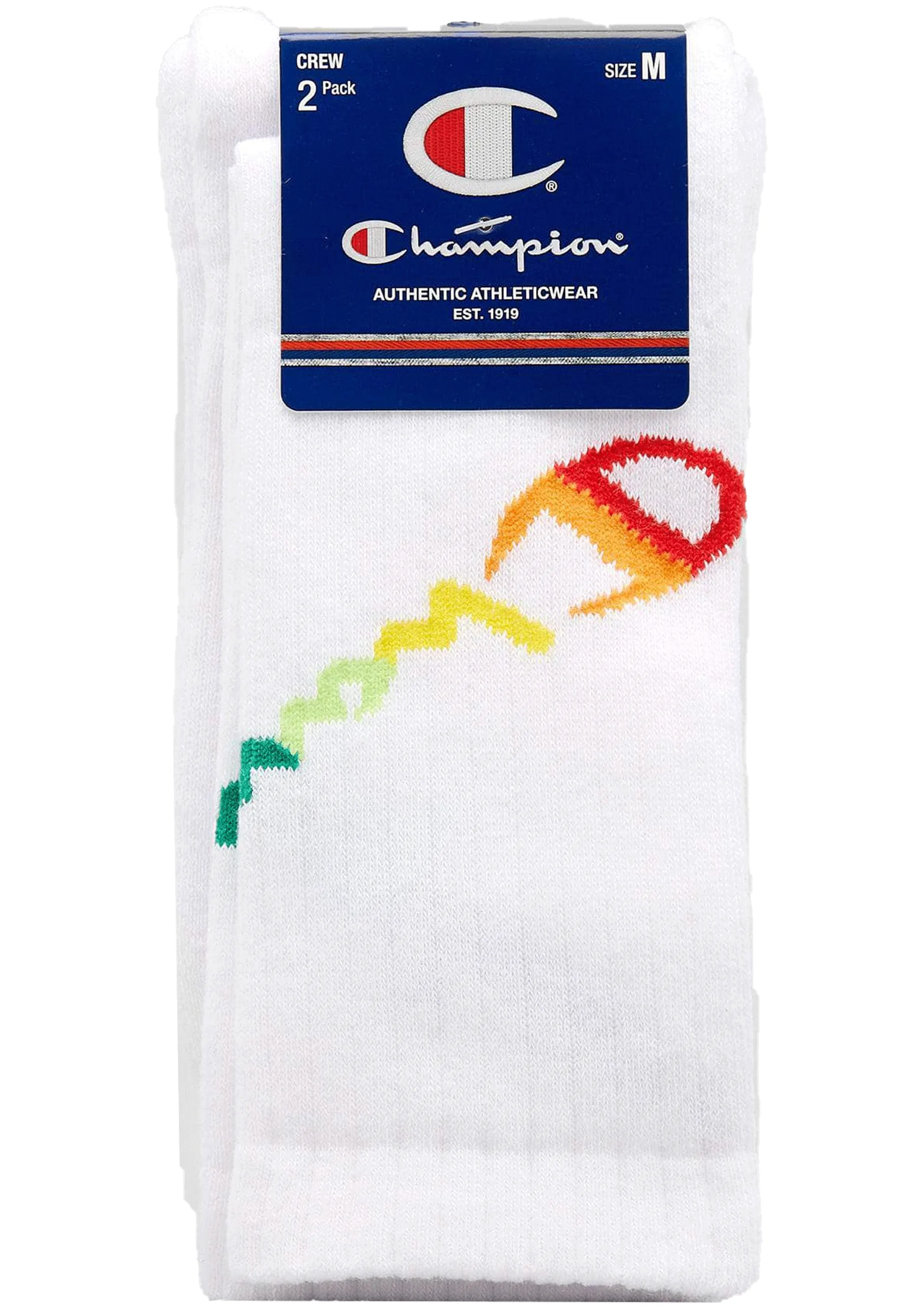 Champion C Logo Pride Crew Socks 2Pack BLK/WIT  SXMA2N WHITE