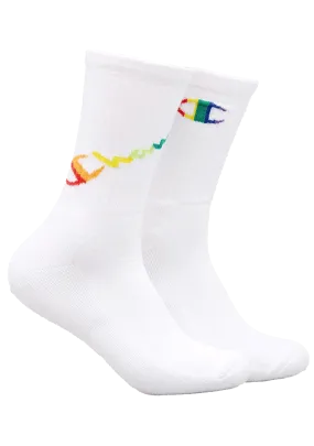 Champion C Logo Pride Crew Socks 2Pack BLK/WIT  SXMA2N WHITE